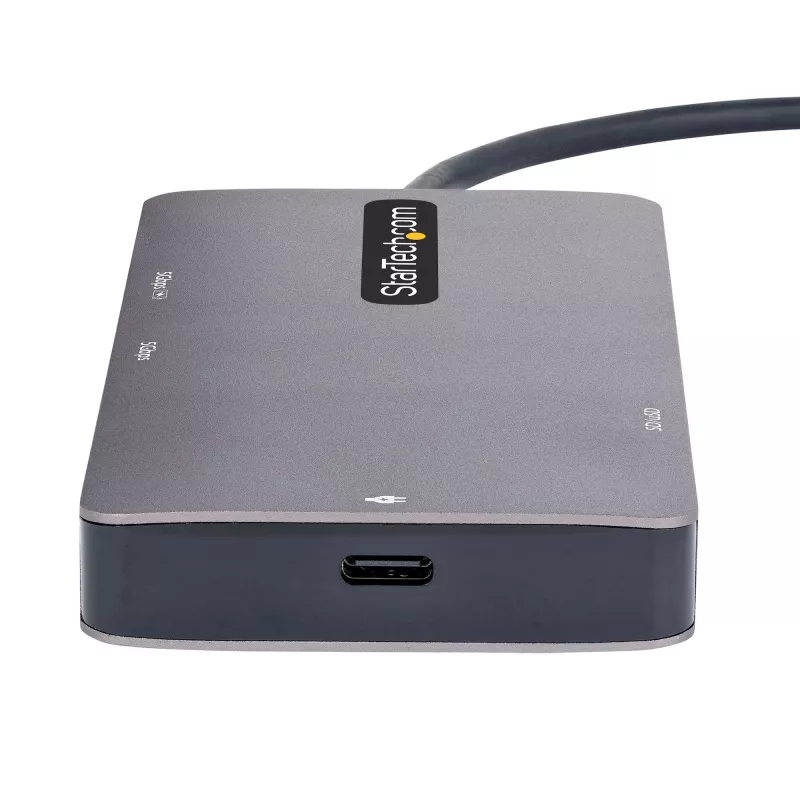 StarTech.com USB-C-moniporttisovitin, Dual-HDMI-video, 4K 60Hz, 2x 5 Gbit/s USB-A-keskitin, 100 W Power Delivery -läpivienti/GbE/SD/MicroSD, 30 cm kaapeli, matkatelakka, kannettavan telakointiasema