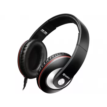 Sandberg Play'n Go -headset musta, johdollinen, puhelut/musiikki, 20 - 20000 Hz, 430 g, headset, musta