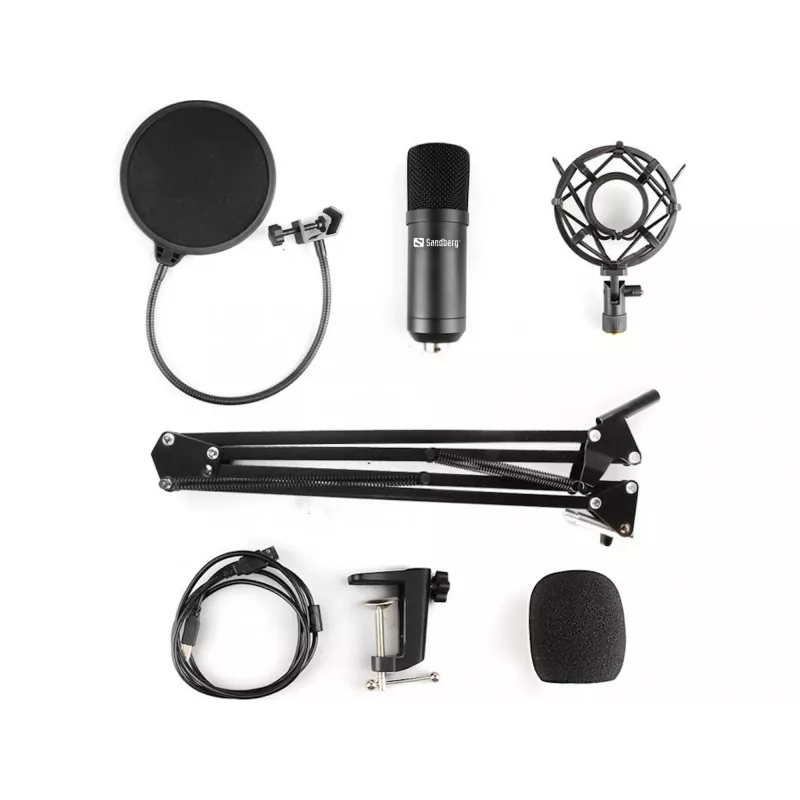 Sandberg Streamer USB -mikrofonisarja, studiomikrofoni, -27 dB, 30 - 16000 Hz, 24 bit, 96 kHz, yksisuuntainen
