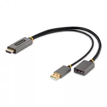 StarTech.com 30cm HDMI - DisplayPort -adapterikaapeli, aktiivinen 4K 60Hz HDMI 2.0 - DP 1.2 -muunnin, HDR, USB-väylävirta, HDMI-lähde DisplayPort-näyttöön kannettaville/pöytäkoneille