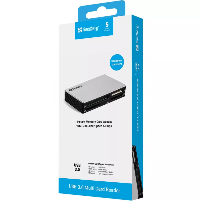 Sandberg USB 3.0 -monikortinlukija