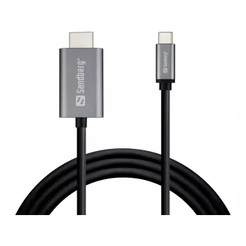 Sandberg USB-C - HDMI -kaapeli 2M, 2 m, USB Type-C, HDMI, uros, uros, suora