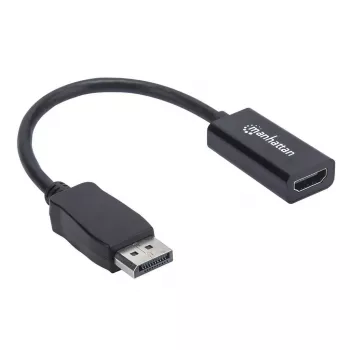 Manhattan DisplayPort 1.1 – HDMI -adapterikaapeli, 1080p@60Hz, uros naaras, musta, kaapeli 15 cm, DP lukituksella, ei kaksisuuntainen, kolmen vuoden takuu, vastaa DP2HDMI
