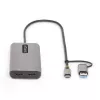 StarTech.com USB-C-moniporttiadapteri kiinnitetyllä USB-C–USB-A-adapterilla, Dual HDMI (4K30Hz/1080p60Hz), 3x USB-A 5Gbps, Mini Travel Dock, kannettavan telakka, 1,3ft/40cm kaapeli