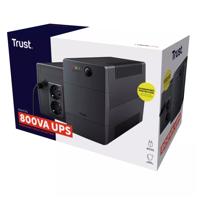 Trust Paxxon keskeytymätön virransyöttö (UPS) 0,8 kVA 480 W 2 AC-lähtöä