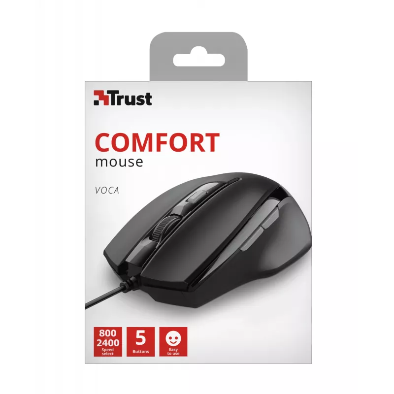 Trust Voca -hiiri, toimisto, oikeakätinen, USB Type-A, optinen, 2400 DPI