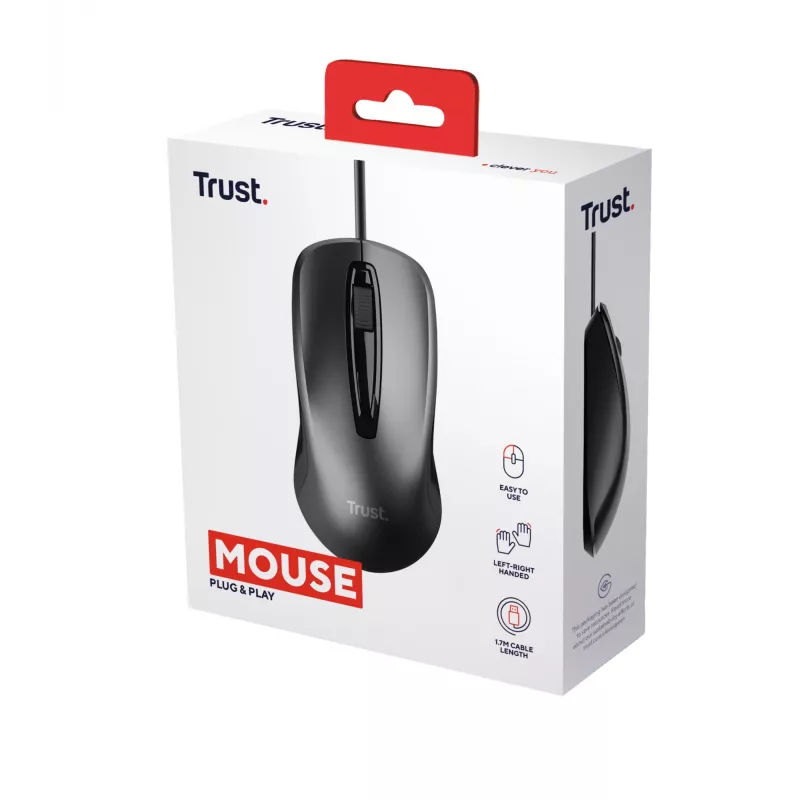 Trust 24657 -hiiri, toimisto, molempikätinen, USB Type-A, optinen, 1200 DPI
