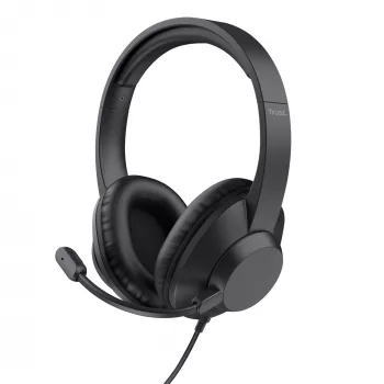 Trust Ayda Max USB -kuulokemikrofoni, johdollinen, pääpanta, toimisto/call center, USB Type-C / USB Type-A, musta