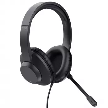 Trust Ayda Max USB -kuulokemikrofoni, johdollinen, pääpanta, toimisto/call center, USB Type-C / USB Type-A, musta