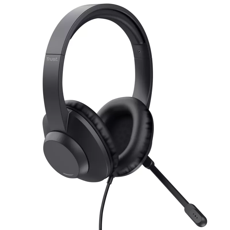 Trust Ayda Max USB -kuulokemikrofoni, johdollinen, pääpanta, toimisto/call center, USB Type-C / USB Type-A, musta
