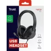 Trust Ayda Max USB -kuulokemikrofoni, johdollinen, pääpanta, toimisto/call center, USB Type-C / USB Type-A, musta