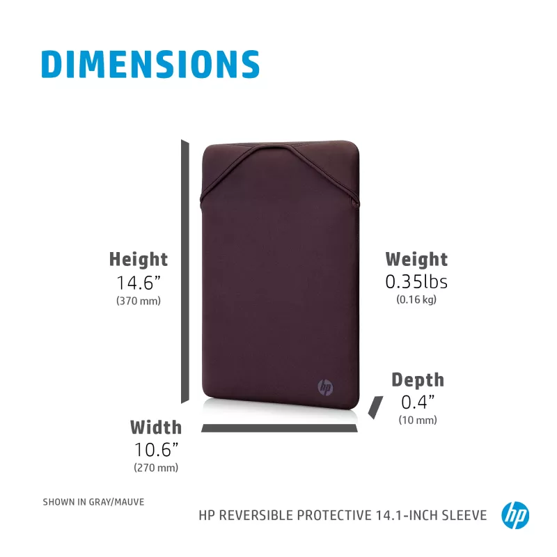 HP Reversible Protective 14,1 tuuman Mauve kannettavan tietokoneen suojahiha, suojahiha, 160 g
