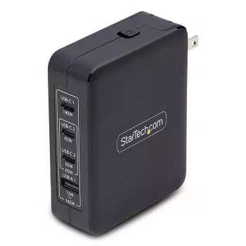StarTech.com 140W USB-C seinälaturi, 3x USB-C/1x USB-A, PD 3.1 kansainvälinen GaN-virtalähde MacBook/Dell XPS/Inspiron