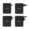 StarTech.com 140W USB-C seinälaturi, 3x USB-C/1x USB-A, PD 3.1 kansainvälinen GaN-virtalähde MacBook/Dell XPS/Inspiron