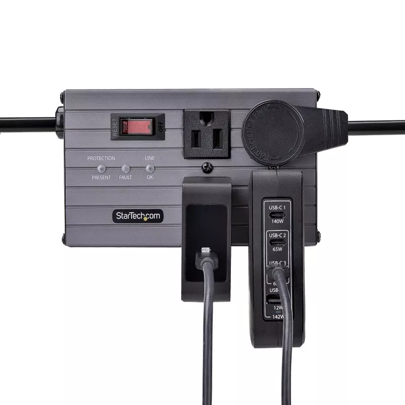 StarTech.com 140W USB-C seinälaturi, 3x USB-C/1x USB-A, PD 3.1 kansainvälinen GaN-virtalähde MacBook/Dell XPS/Inspiron