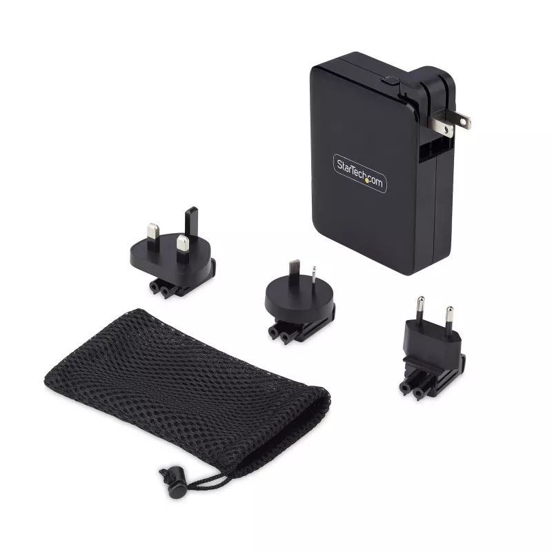 StarTech.com 140W USB-C seinälaturi, 3x USB-C/1x USB-A, PD 3.1 kansainvälinen GaN-virtalähde MacBook/Dell XPS/Inspiron