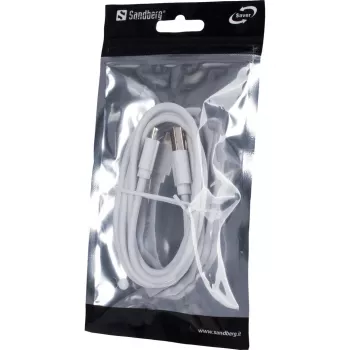 Sandberg MicroUSB Sync/Charge 1m SAVER, 1 m, Micro-USB A, USB A, valkoinen