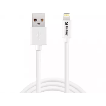 Sandberg USBLightning MFI 1m SAVER, 1 m, Lightning, USB A, pistoke, pistoke, valkoinen