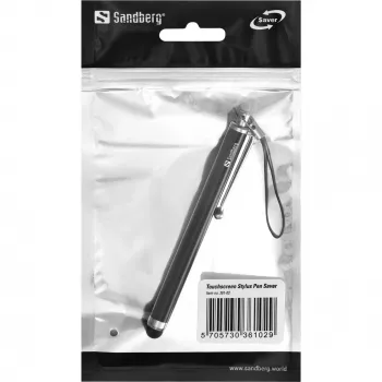 Sandberg Touchscreen Stylus Pen Saver, universaali, kaikki merkit, musta, hopea, metalli, kumi, 1 kpl, 100 mm