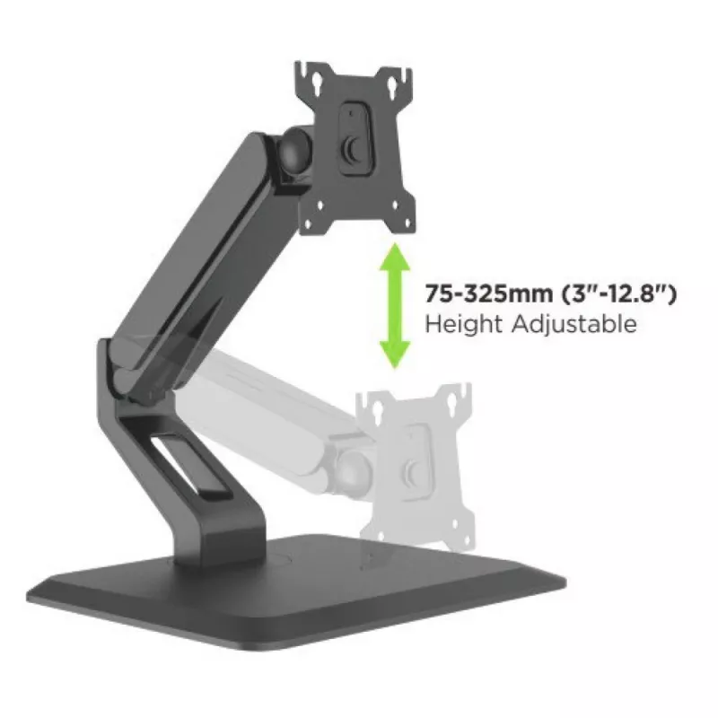 Techly ICA-LCD 35TS kosketusnäyttöjen pöytäjalusta, 17–32 tuumaa, enintään 10 kg, VESA 75x75/100x100, kaasujousi, musta