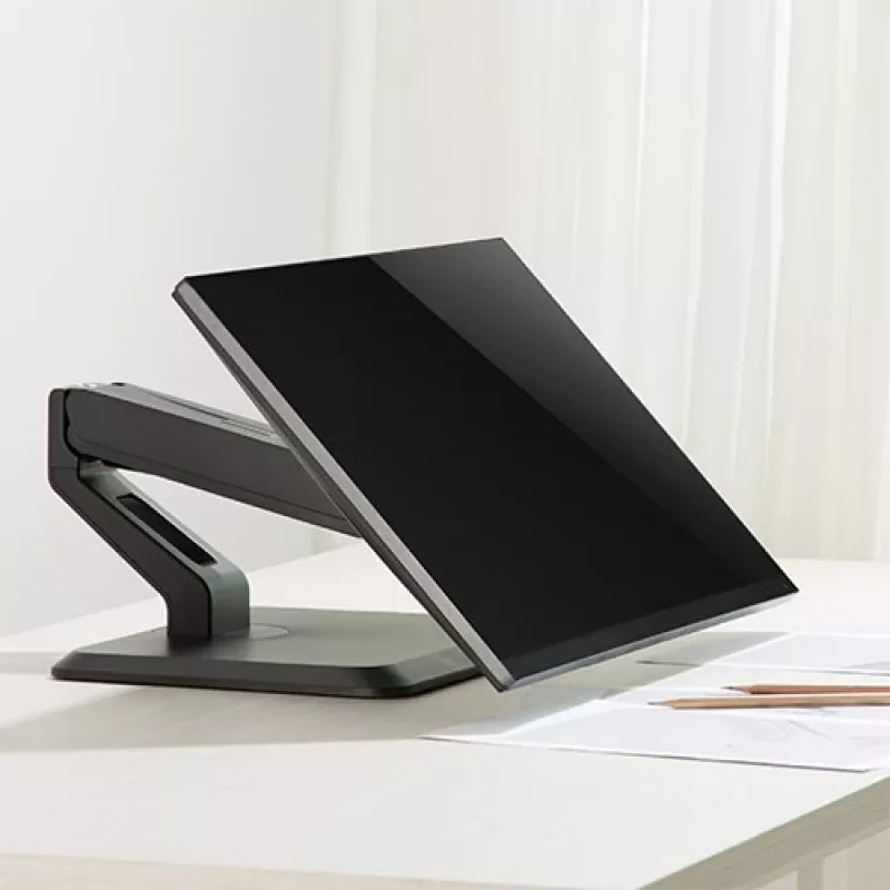 Techly ICA-LCD 35TS kosketusnäyttöjen pöytäjalusta, 17–32 tuumaa, enintään 10 kg, VESA 75x75/100x100, kaasujousi, musta