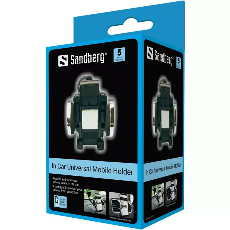 Sandberg In Car Universal Mobile Holder, matkapuhelin/älypuhelin, passiivinen teline, auto, musta