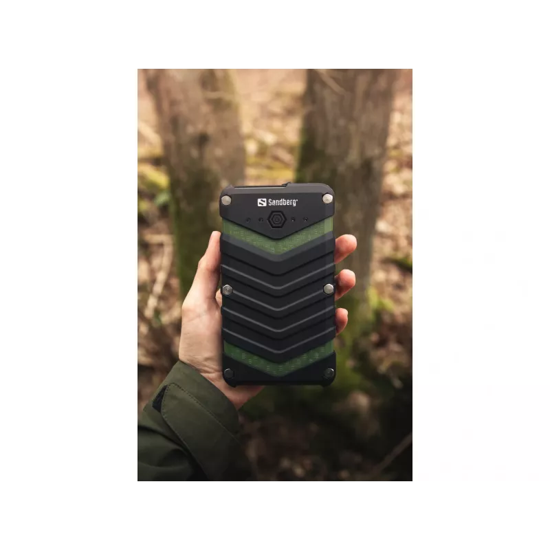 Sandberg Survivor Powerbank 20000, 20000 mAh, litiumioni (Li-Ion), musta, vihreä