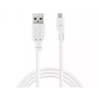 Sandberg USB-A-Micro-USB-latauskaapeli 1m, 1 m, USB A, Micro-USB B, USB 2.0, pistoke/pistoke, valkoinen