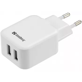 Sandberg AC-laturi Dual USB 2.4+1A EU, sisäkäyttöön, AC, USB, 5 V, musta, valkoinen