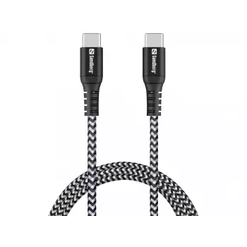 Sandberg Survivor USB-C-kaapeli 1M 100W, 1 m, USB-C, USB-C, USB 2.0, musta, harmaa