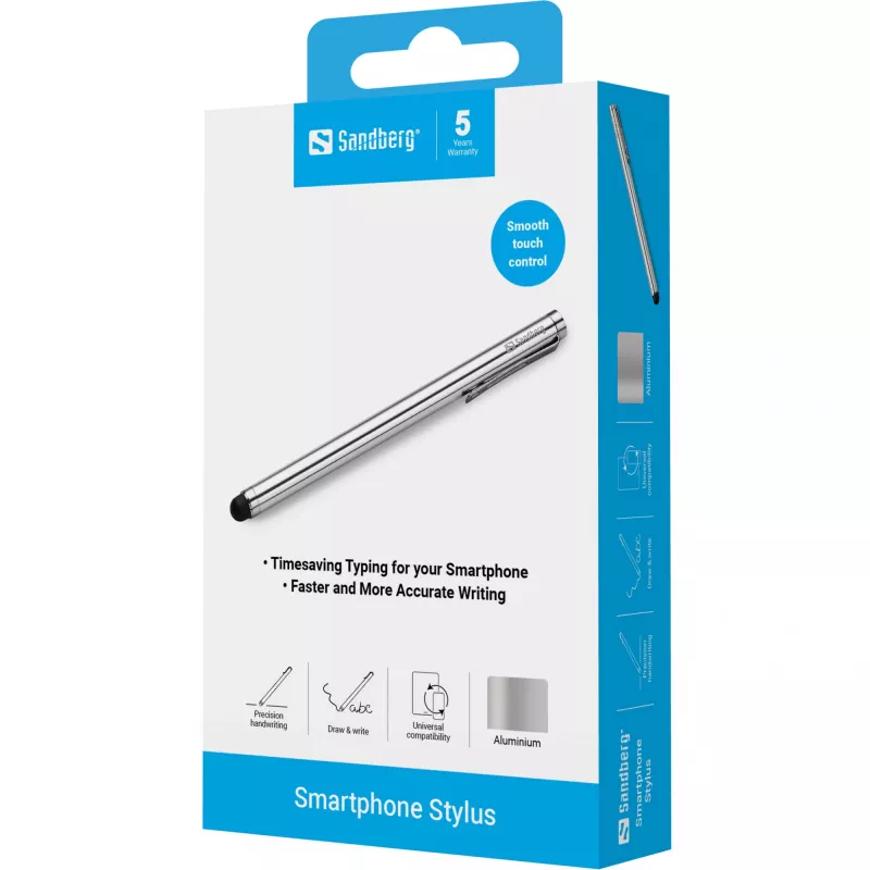 Sandberg älypuhelin­stylus, matkapuhelin/älypuhelin, hopea, 5 g, 140 mm, 7 mm, 7 mm