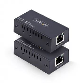 StarTech.com HDMI-jatko CAT5e/CAT6 kautta, 4K 60Hz, enintään 200ft (60m), lähetin- ja vastaanotinsarja, virta kaapelin kautta, kompakti rakenne