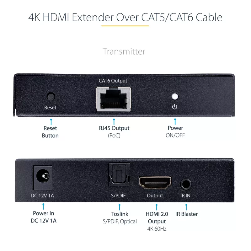 StarTech.com 4K70IC-EXTEND-HDMI AV-jatko AV-lähetin ja -vastaanotin musta