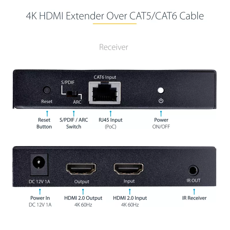 StarTech.com 4K70IC-EXTEND-HDMI AV-jatko AV-lähetin ja -vastaanotin musta