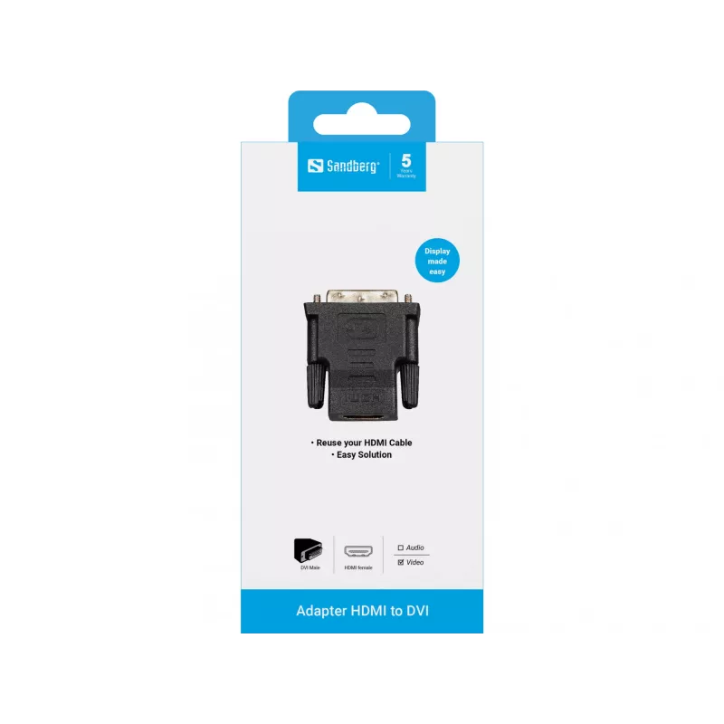 Sandberg-sovitin DVI-M - HDMI-F, DVI, HDMI, musta