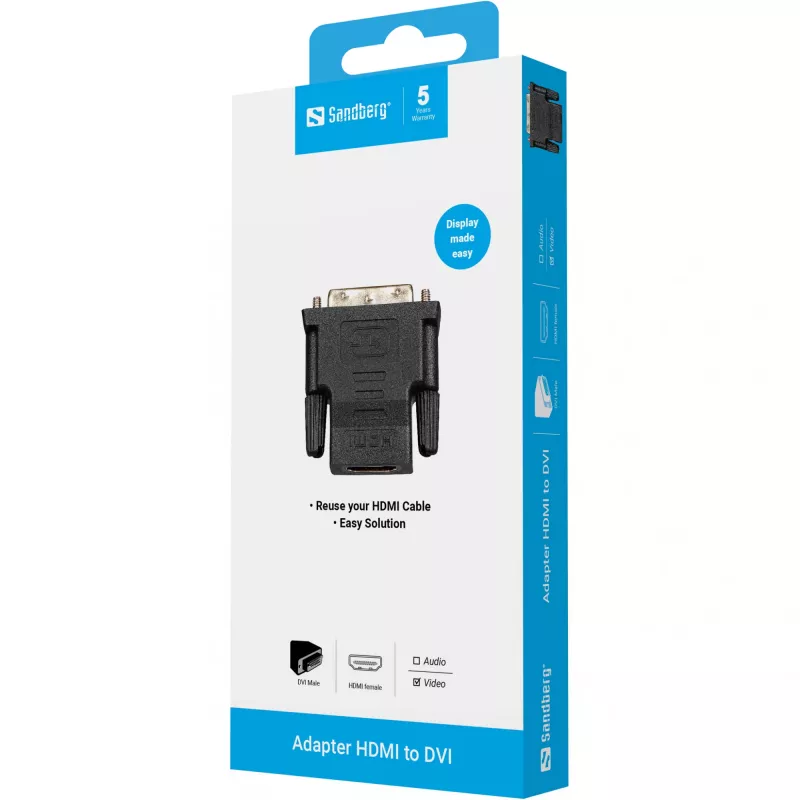 Sandberg-sovitin DVI-M - HDMI-F, DVI, HDMI, musta