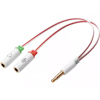 Sandberg-kuulokeliitäntäsovitin Dual-Single, 3,5 mm TRS, uros, naaras, valkoinen