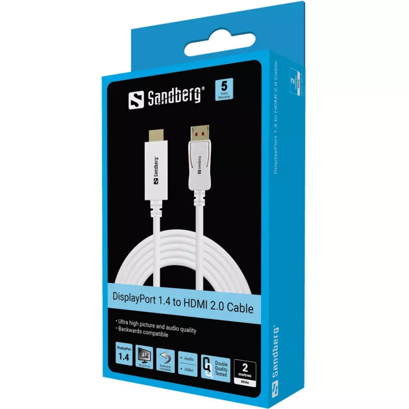 Sandberg DisplayPort 1.4 - HDMI -kaapeli 4K60Hz 2m