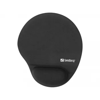 Sandberg Memory Foam -hiirimatto pyöreä, musta, yksivärinen, muistivaahto, rannetuki, liukumaton pohja