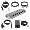 StarTech.com 7-porttinen itsetehosteinen USB-C-keskitin yksittäisillä virta-/katkaisupainikkeilla, USB 3.0 5Gbps -laajennuskeskitin virtalähteellä, pöytäkone/kannettava tietokone USB-C - USB-A -keskitin, USB Type C -keskitin BC 1.2:lla