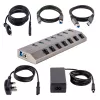 StarTech.com 7-porttinen itsetehosteinen USB-C-keskitin yksittäisillä virta-/katkaisupainikkeilla, USB 3.0 5Gbps -laajennuskeskitin virtalähteellä, pöytäkone/kannettava tietokone USB-C - USB-A -keskitin, USB Type C -keskitin BC 1.2:lla