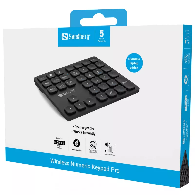 Numeronäppäimistö Sandberg Wireless Numeric Keypad Pro kalvokytkin 36 näppäintä