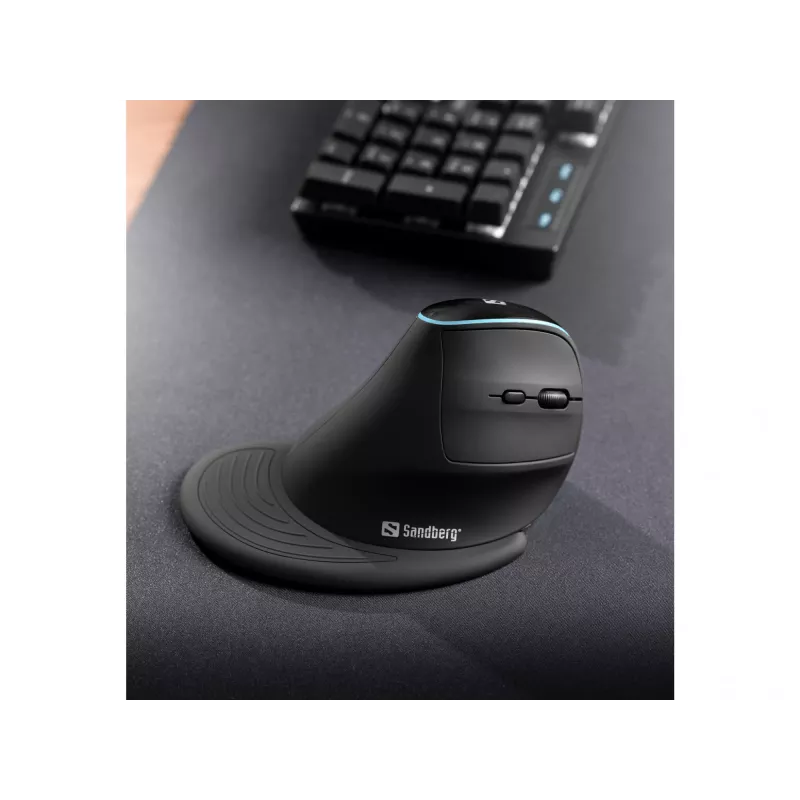 Sandberg Wireless Vertical -hiiri Pro, oikeakätinen, pystysuunnittelu, optinen, RF Wireless, 1600 DPI, musta
