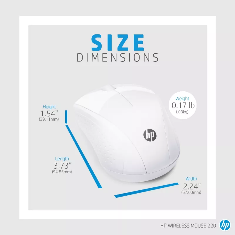 HP Wireless hiiri 220 (lumenvalkoinen), optinen, RF langaton, valkoinen