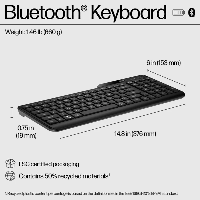 HP 460 monilaite Bluetooth-näppäimistö, täysikokoinen (100%), langaton, Bluetooth, mekaaninen, musta