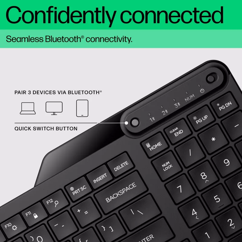 HP 460 monilaite Bluetooth-näppäimistö, täysikokoinen (100%), langaton, Bluetooth, mekaaninen, musta