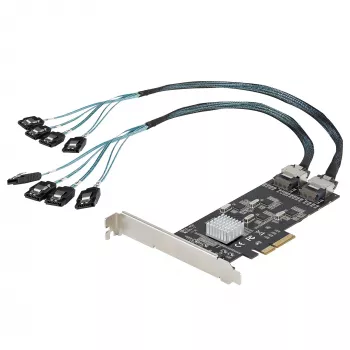 StarTech.com 8-porttinen SATA PCIe-kortti – PCI Express 6 Gbit/s SATA-laajennuskortti 4 isäntäohjaimella – SATA PCIe-ohjainkortti – PCI-e x4 Gen 2 SATA III – SATA HDD/SSD