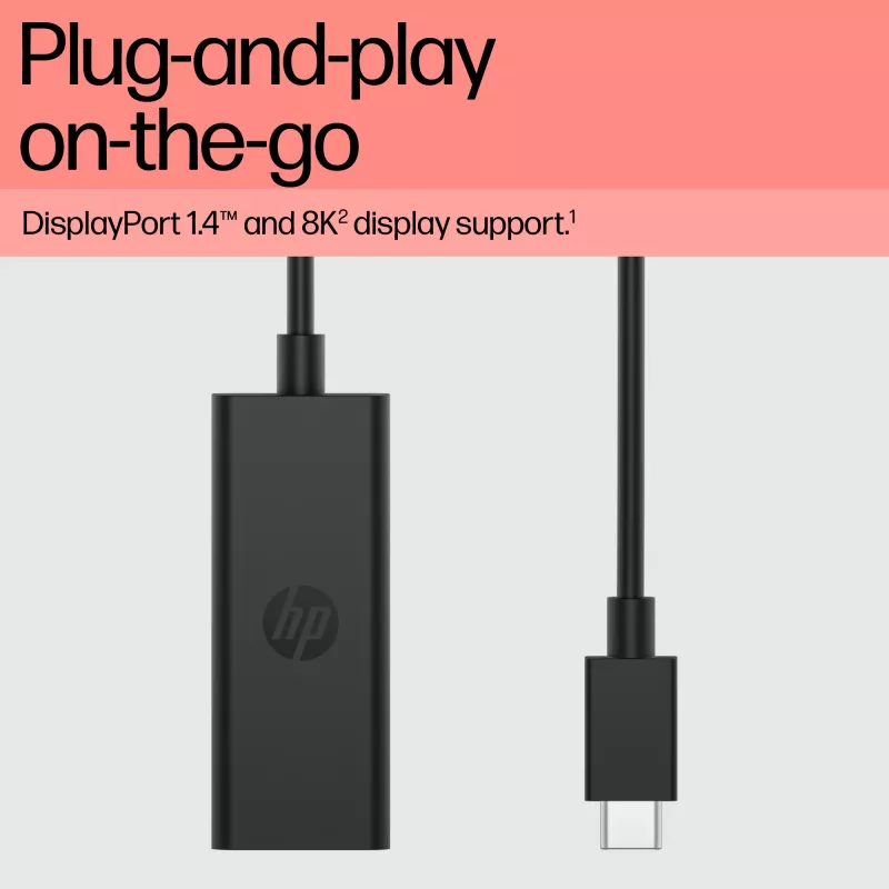 HP 8Y8Y1AA USB-C–DisplayPort-sovitin G2, 8K (7680 x 4320), musta