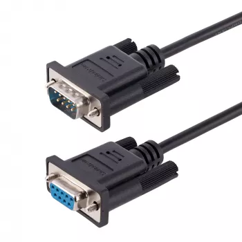 StarTech.com 3m RS232 sarjaportin nullmodem-kaapeli, crossover-sarjakaapeli Al-Mylar-suojauksella, DB9 sarjaportti COM -kaapeli naaras-uros, yhteensopiva DTE-laitteiden kanssa, musta, F/M