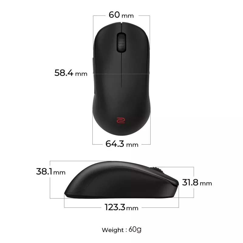 ZOWIE U2-DW hiiri peli oikeakätinen RF Wireless 3200 DPI